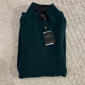 Club Room Teal Cashmere Half-Zip Sweater